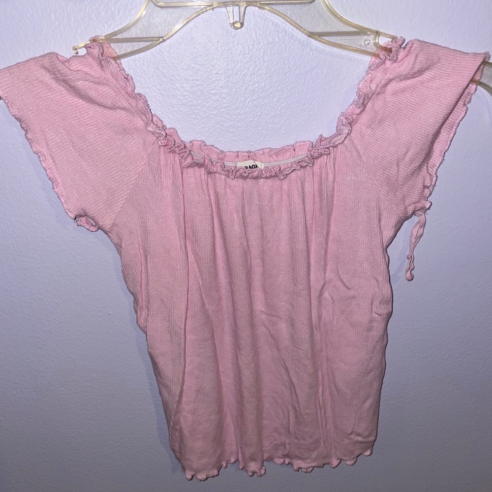 Pink off the shoulder crop top